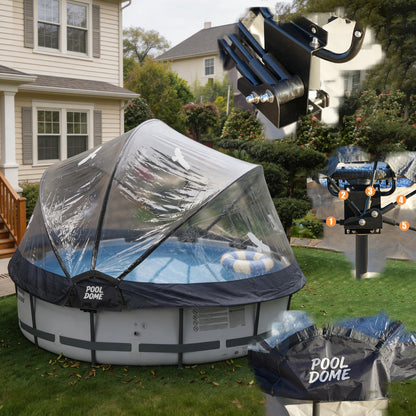15 FT Round Multifunctional All Weather Cover Pool Dome Enclosure for Outdoor Pools, Compatible Clean & Warm Water, Suitable for 15 foot Round Frame Pools