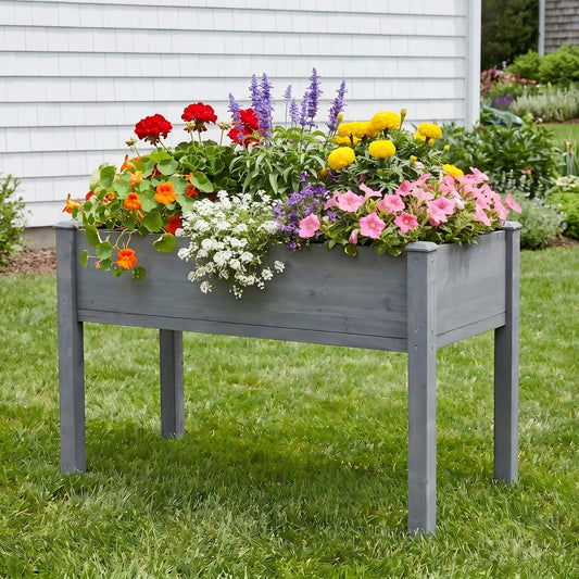 48x24x30 inch Raised Garden Bed with Legs, Elevated Wooden Planter Box for Outdoor Plants Flowers Fruits Vegetable Herb Growing
