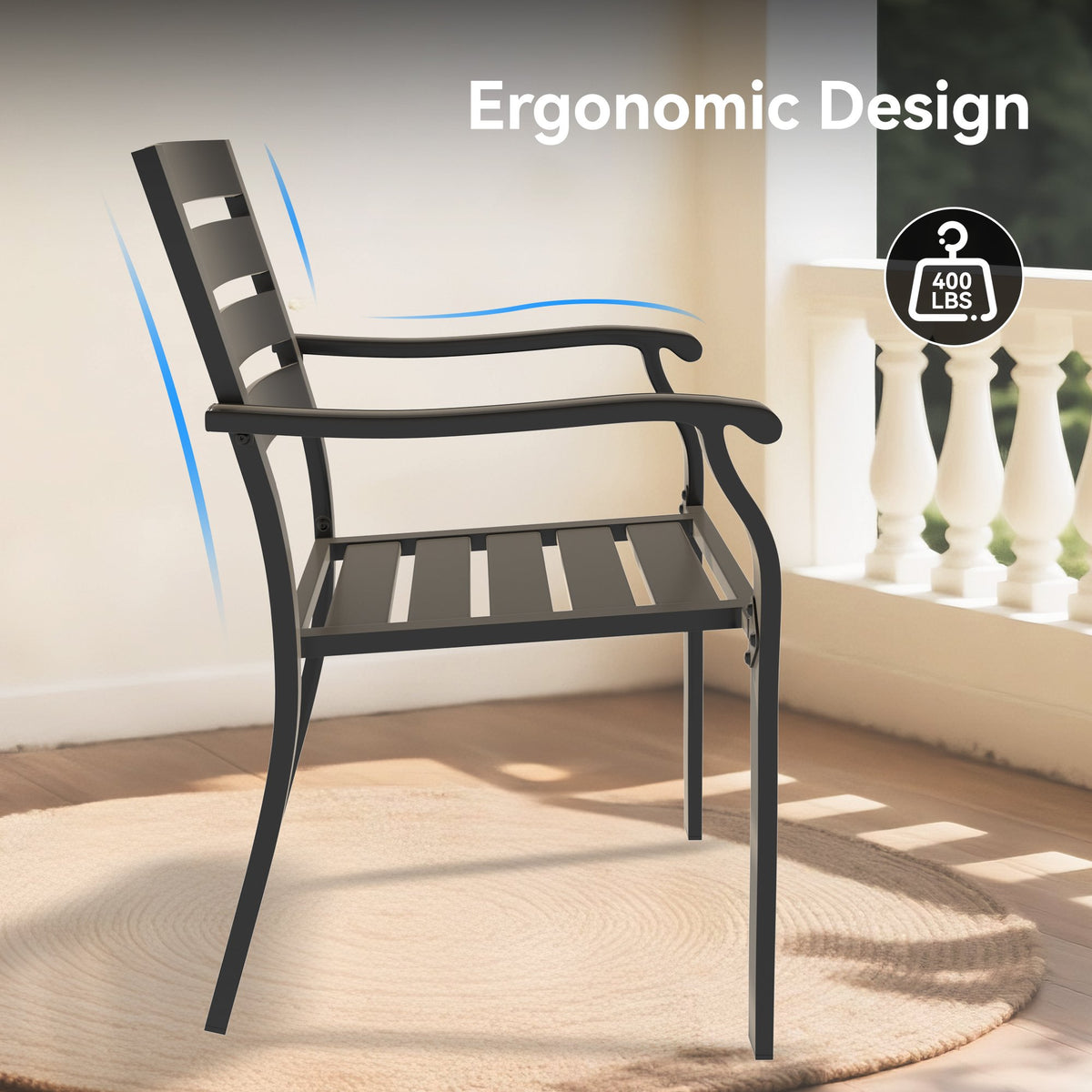 5 Pieces Outdoor Patio Dining Set, 4 Stackable Metal Dining Chairs and 40.6" Round Metal Dining Table, Outdoor Table and Chairs