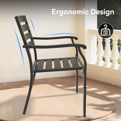 5 Pieces Outdoor Patio Dining Set, 4 Stackable Metal Dining Chairs and 40.6" Round Metal Dining Table, Outdoor Table and Chairs
