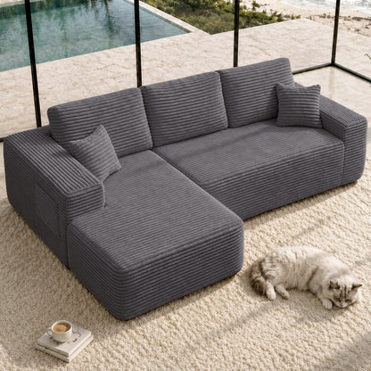 104" Cloud Sectional Sofa with L-Shape Chaise and Side Pockets, Modern Modular Design, Deep Seating, Upholstered Couch – Model W3975S00032