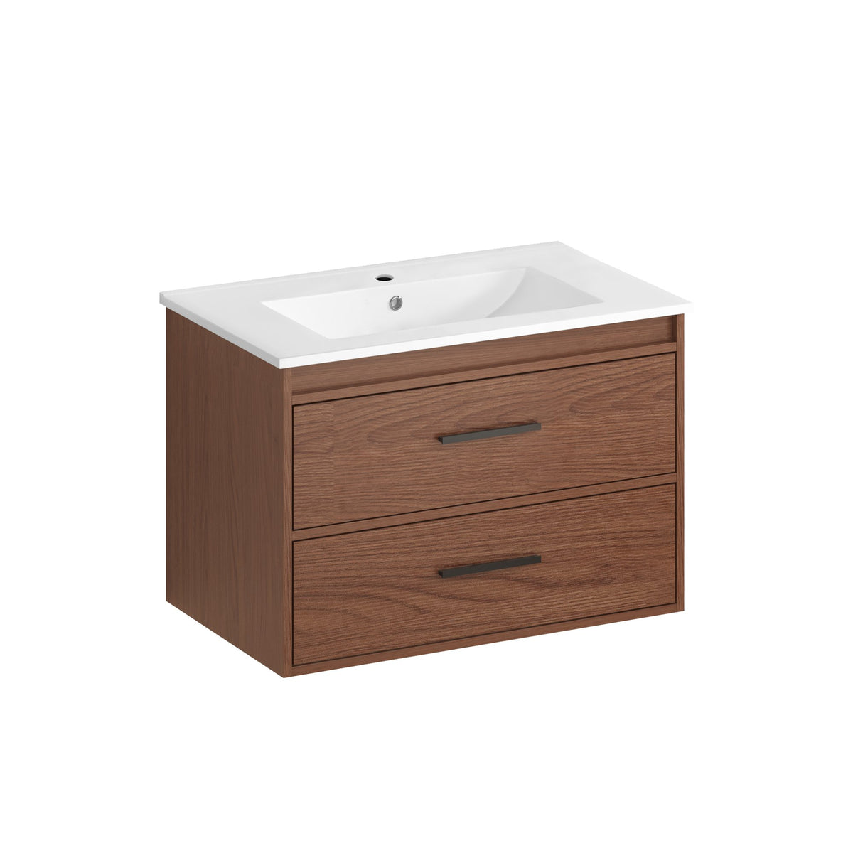 30"  reddish brown  Wall Mounting Bathroom Vanity, Soft Close  2 Drawer