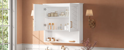30" Modern Bathroom Cabinet with Adjustable Shelf, Wall-Mounted Medicine Cabinet for Bathroom, Soft-Closing Hinges, Open Shelving Design