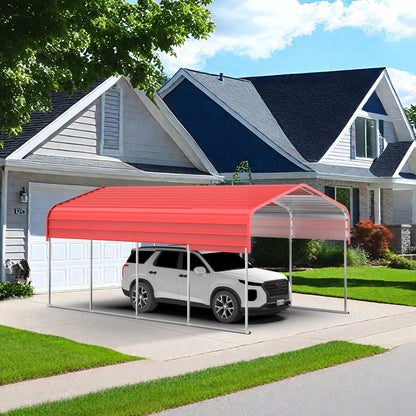 12 x 20 FT Carport, Heavy-Duty Steel Outdoor Carport with Galvanized Frame for Vehicle Shelter for Cars, Trucks, SUVs, ATVs, Equipment and Outdoor Storage