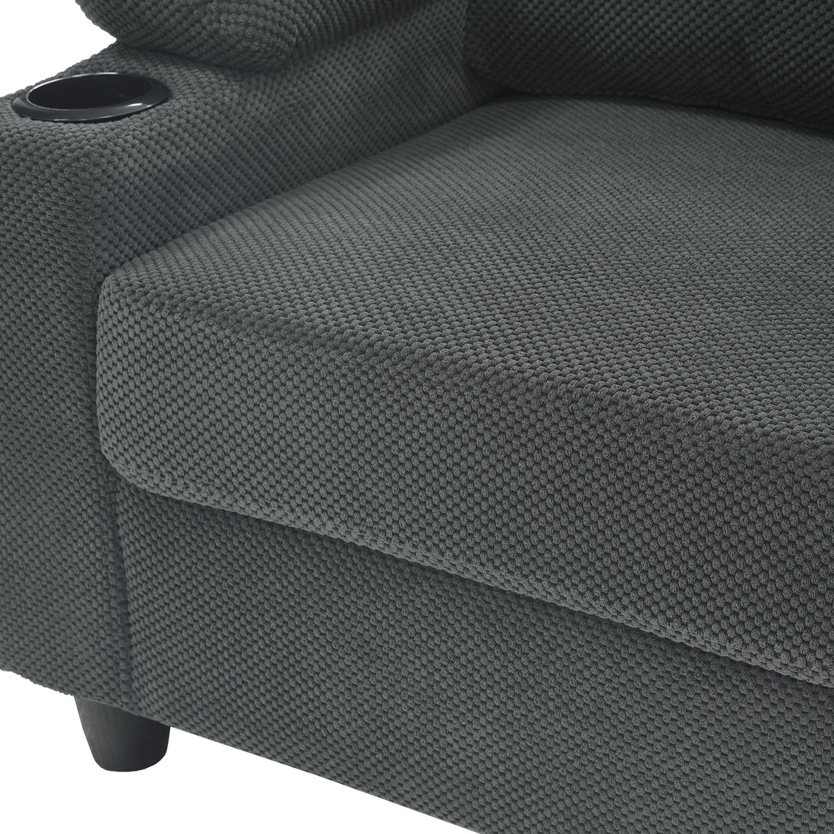 Accent Chair and Storage Ottoman Set, Versatile Single Chaise Lounge Convertible Sleeper Bed W/Reclining Backrest,Cupholders,USB-C Ports