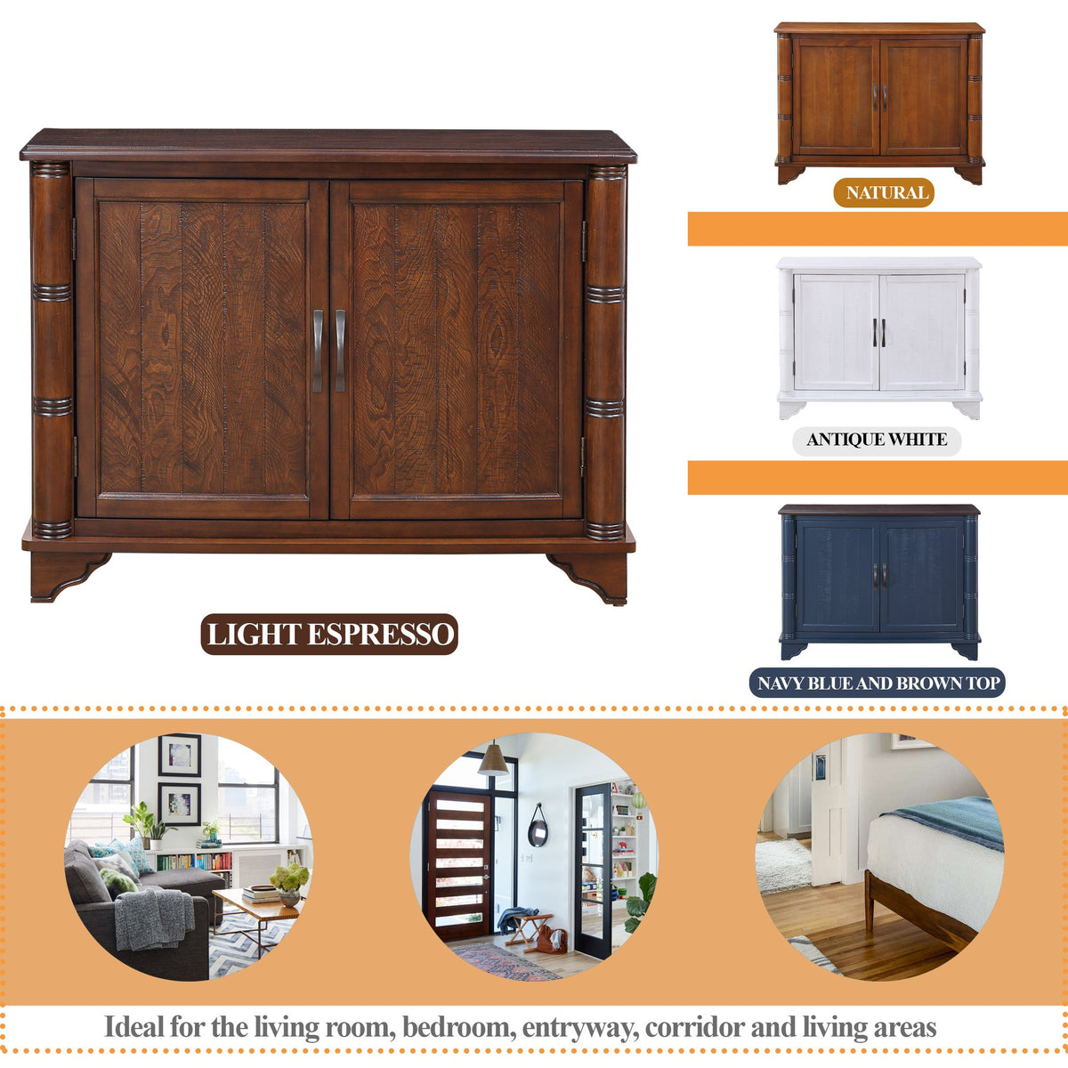 40" Console Table with Storage Shelf, Retro Entryway Table with Adjustable Storage Shelf, Sofa Couch Table, Entry Way, Foyer, Light Espresso