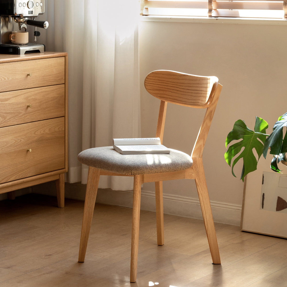 (Set of 2 pcs) Dining Chair Wooden FAS Grade Oak Natural Wood Made in North America 100% Dirt-free Wood Chair Solid Chair Table Chair