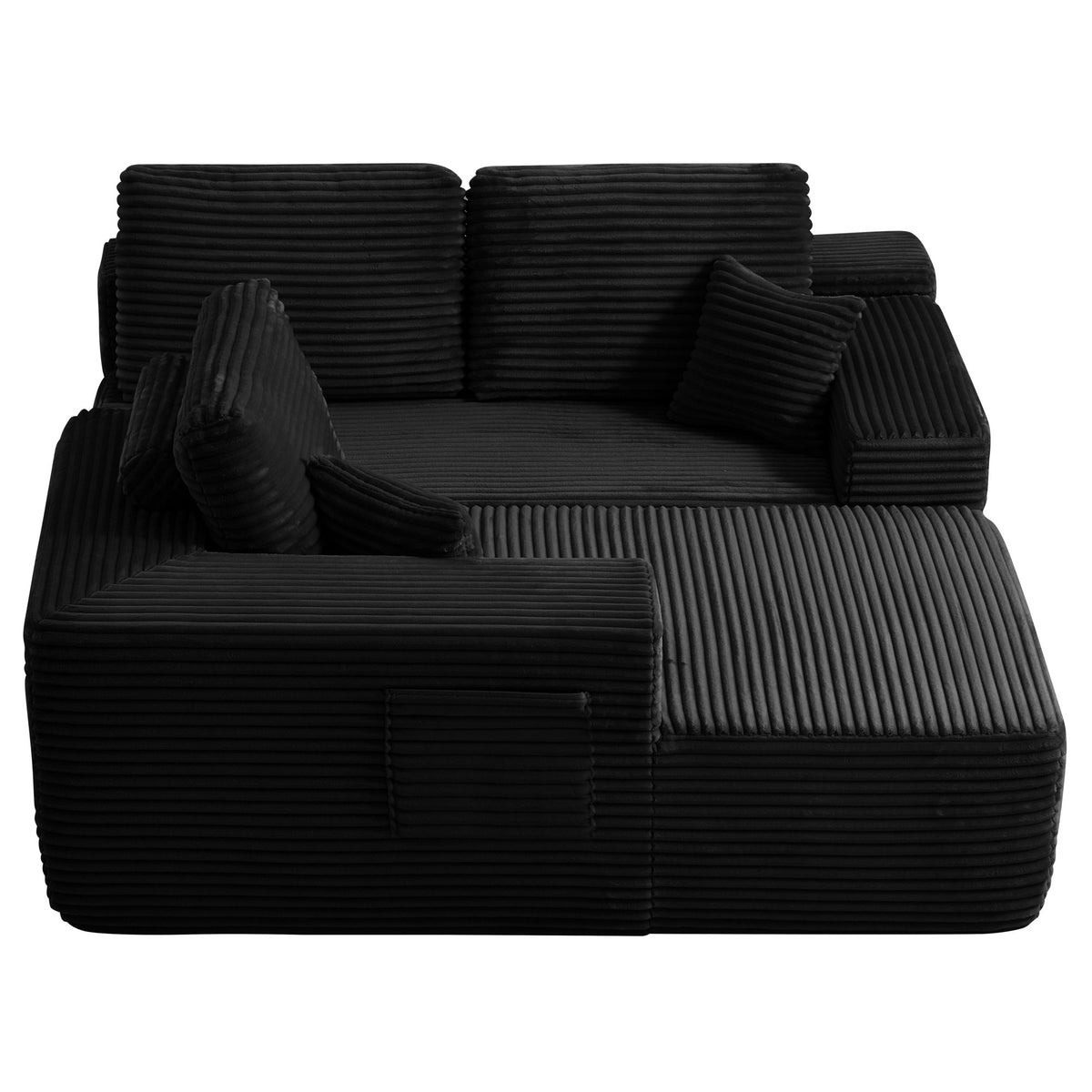 104" Cloud Sectional Sofa with L-Shape Chaise and Side Pockets, Modern Modular Design, Deep Seating, Upholstered Couch – Black
