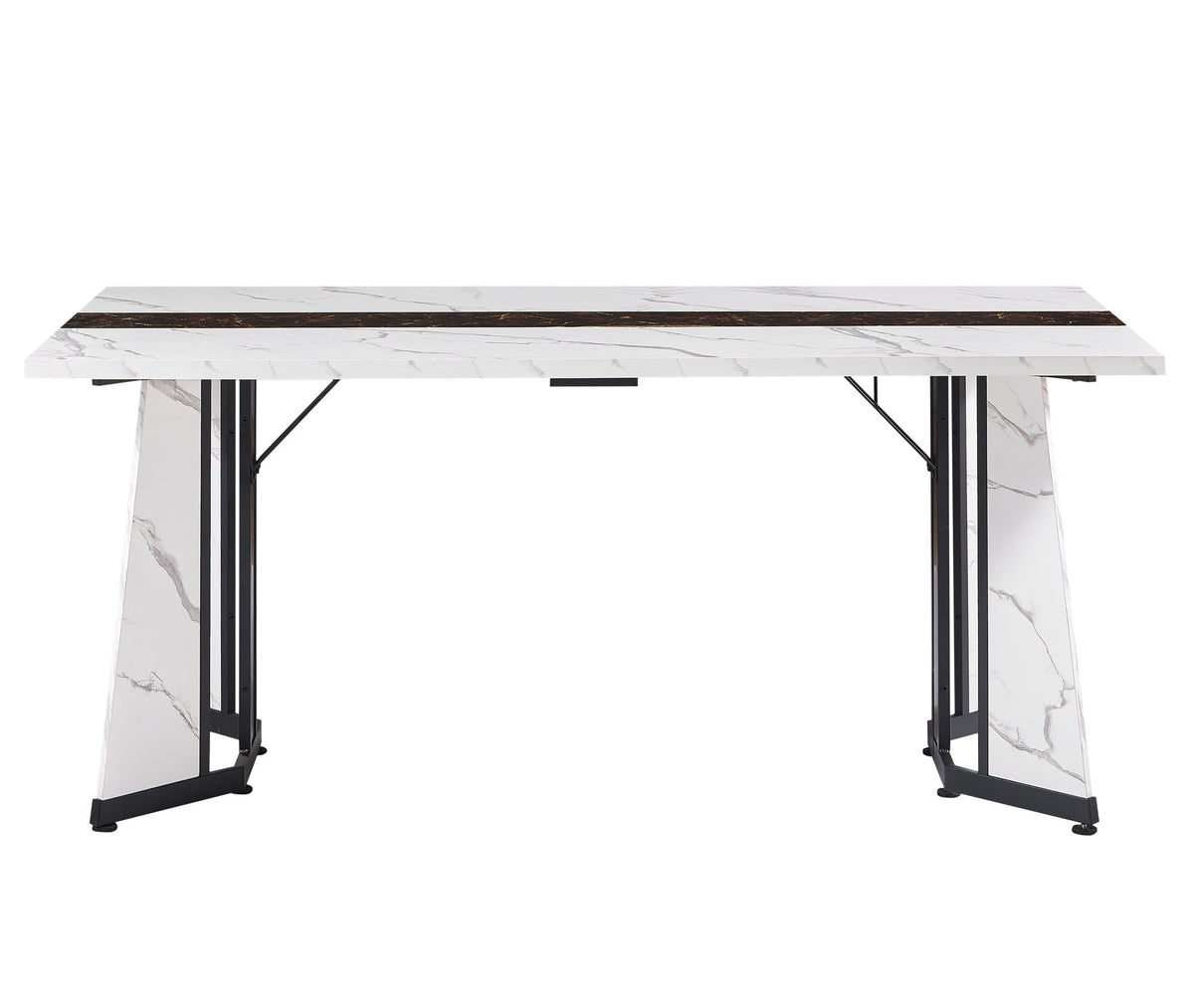 70.9"Rectangular Large Dining Table, Marble Grain Waterproof Large Desk for 8 People, Deluxe Family Dining Table with Adjustable Legs for Kitchen,Living Room,Office, White,70.9''W x 35.4''D x 30.3''H