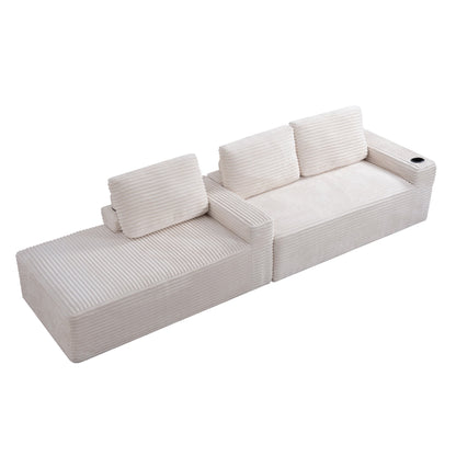 104 Inch Cloud Sectional Couch, Modern Modular Sectional Sofa with Deep Seat, Corduroy Boneless Couches with L-Shape Chaise – Model W5515S00022