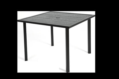 5-Piece Wicker Outdoor Table and Chairs, Patio Dining Set w/Square steel Tabletop and Umbrella Hole, Patio Table and Chairs Set for Backyard Deck Balcony Front Porch