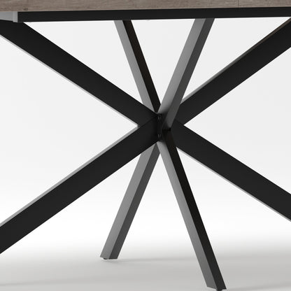 55.11'-70.86'Retro Rectangular Stretch Dining Table, Grey Carole Top With Same Color Embossed Center Plate, With Storage Box, kitchens