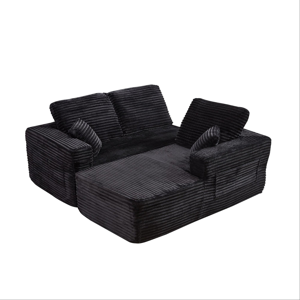 100.39"Cloud Sectional Couch with R-Shape Chaise,Modern Modular Sofa wit Deep Seat,No Assembly Required,Compressed packaging,Pocket spring and Foam,Plush Fabric Black