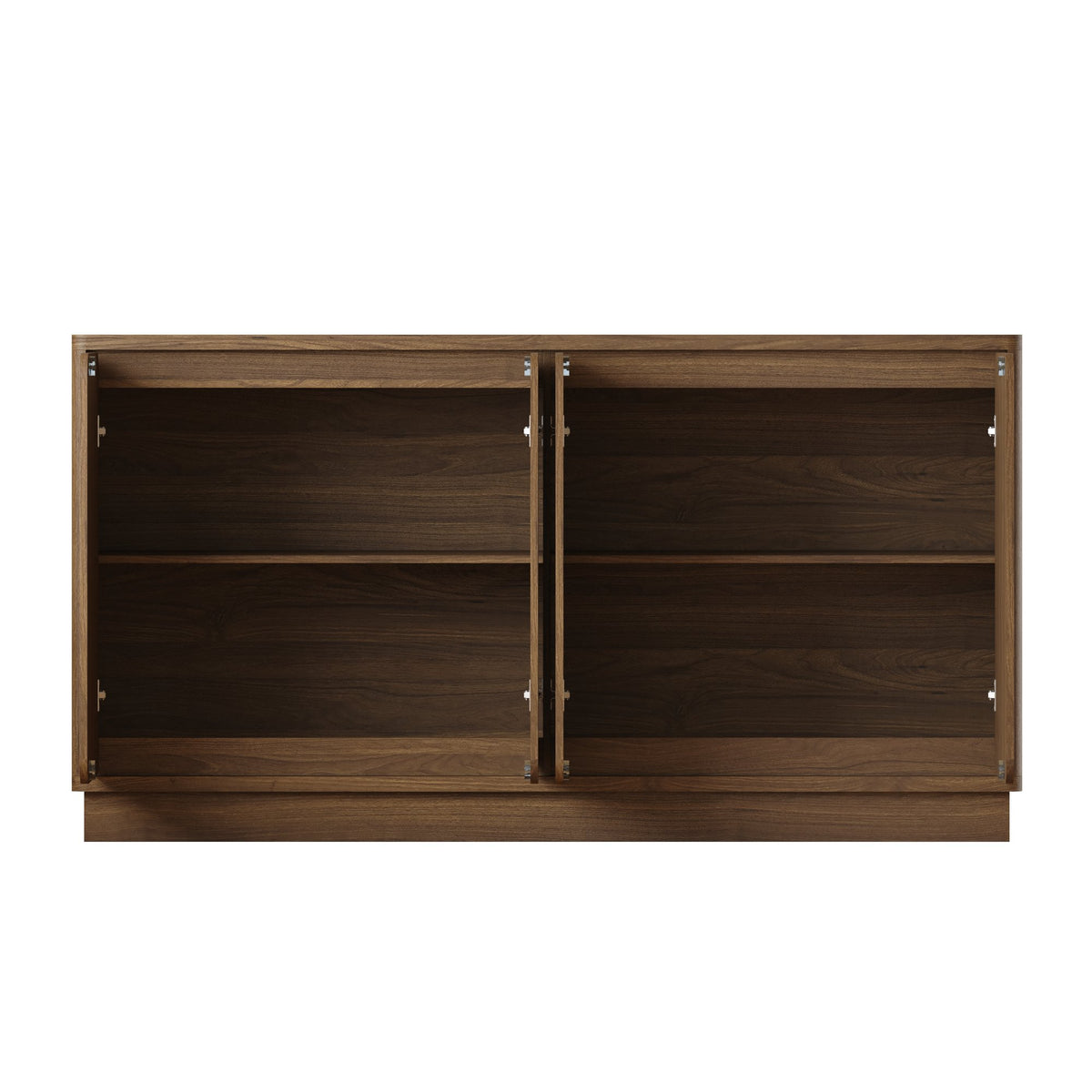 59.1 Inch Walnut 4-Door Sideboard Buffet Cabinet, Particle Board Storage Credenza with Adjustable Shelves, Wide Console Storage Cupboard for Dining Room, Kitchen, Living Room & Entryway