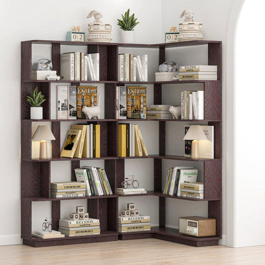 90 cm space saving corner bookshelf + 80 cm bookcase extendable free combination, set of 2 display shelf