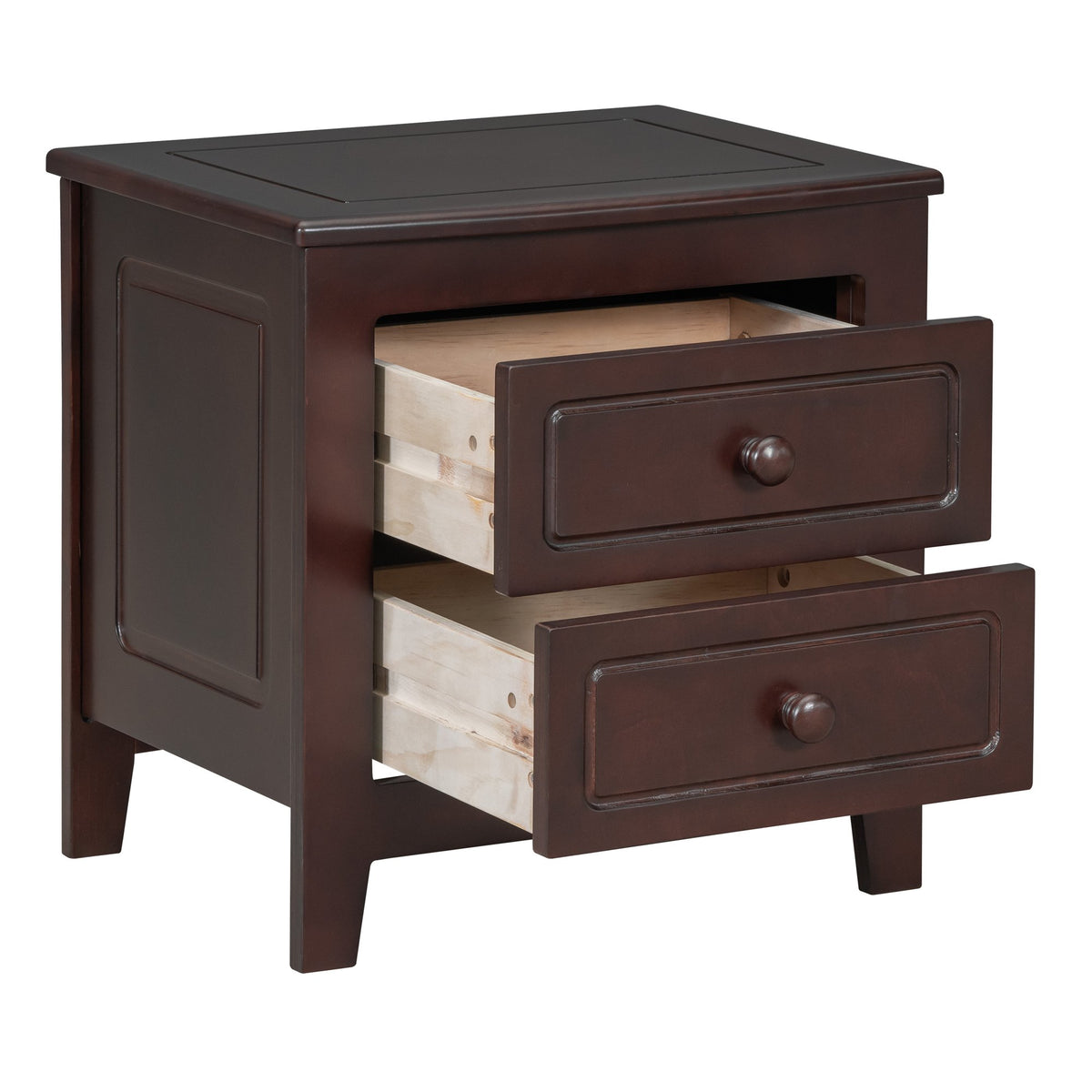 3-Pieces Bedroom Sets, Full Size Wood Platform Bed and Two Nightstands-Dark Walnut