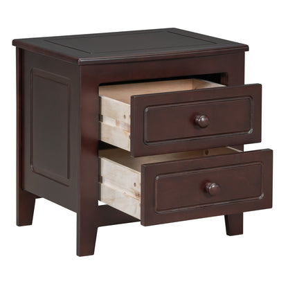 3-Pieces Bedroom Sets, Full Size Wood Platform Bed and Two Nightstands-Dark Walnut