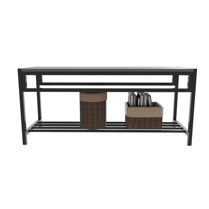 5 Piece Industrial Dining Table Set with 2 Dining Chairs & 1 Storage Bench, Rectangular Wood Grain Kitchen Table with Built-in Wine Rack, Metal Frame Space Saving Dinner Furniture for Small Apartment
