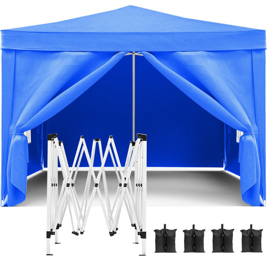 10'x10" Folding Canopy with 4 Removable Sidewalls Outdoor Event Shelter UPF 50+ Gazebo Portable Tents for Parties Beach Camping Wedding EZ