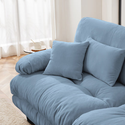3-Seater Sectional Sofa Modular Deep Seat Sofa Couch, Chenille Sofa Soft Comfy Upholstered Furniture, Studio, Chenille Blue