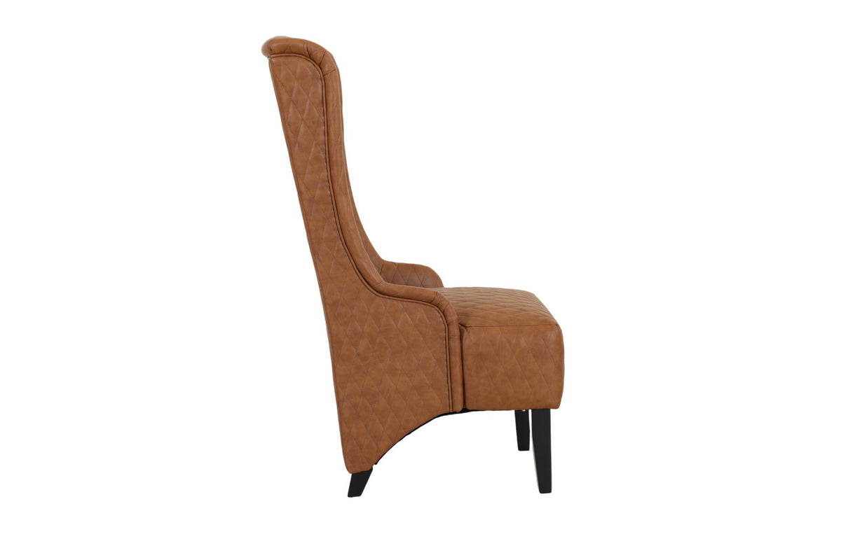 23.03 Inches Wide Faux Leather High Back Accent Chair, Comfortable Tall Wingback Chair with Tufted Upholstery & Wood Legs, Modern Side Chair for Living Room, Bedroom & Dining Room