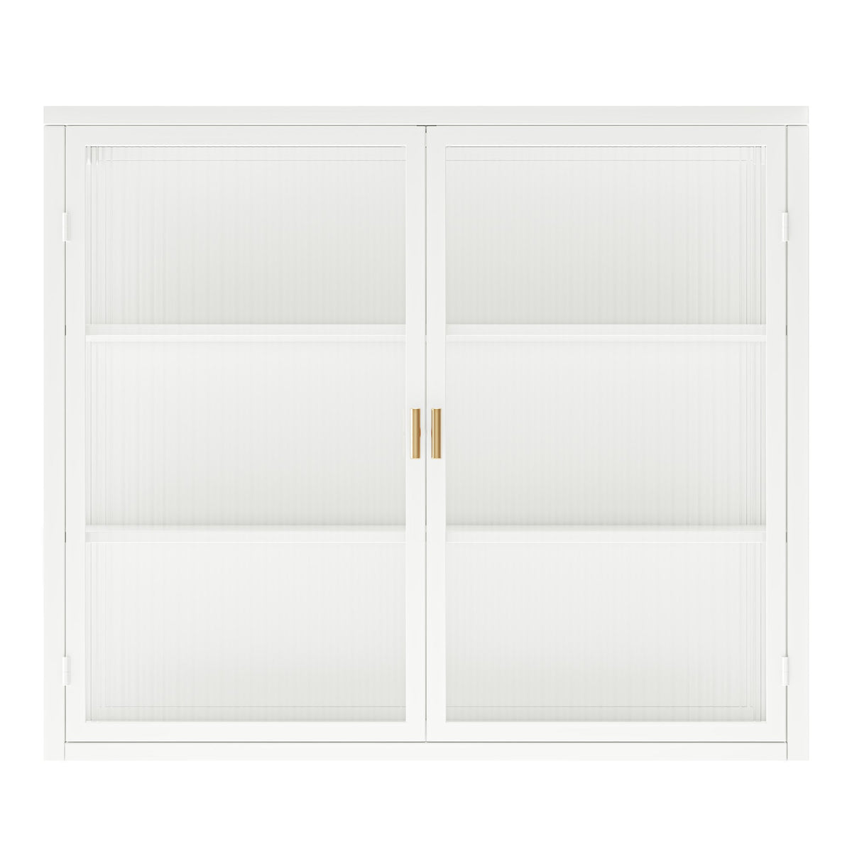 27.56"Glass Doors Modern Two-door Wall Cabinet with Featuring Three-tier Storage for Entryway Living Room Bathroom Dining Room,White(same sku:W757119328)