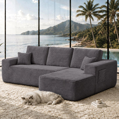 104" Cloud Sectional Sofa with L-Shape Chaise and Side Pockets, Modern Modular Design, Deep Seating, Upholstered Couch – Model W3975S00034