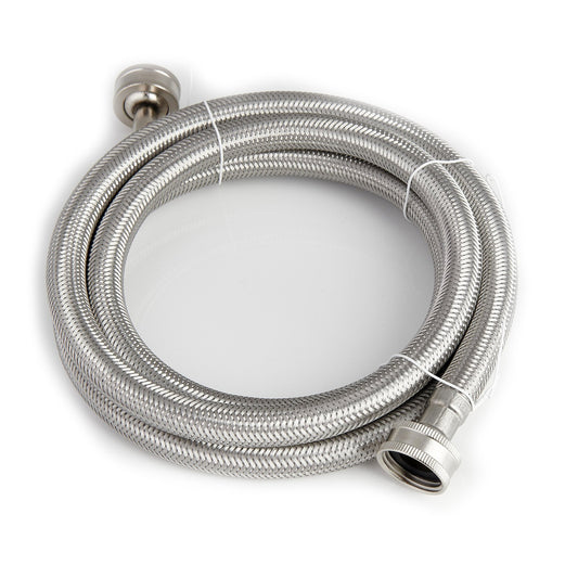 48" 304 Stainless Steel Wire Braided Flexible Hose, Dual-Layer PVC Inner Tube, 3/4" Brass Compression Fittings –  Supply Line for Washing Machine