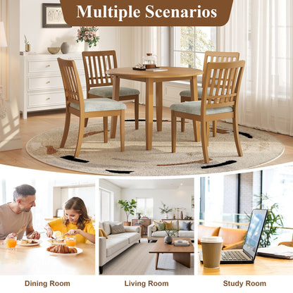 3-Piece Round Dining Table Set for 2 People, 1 Folding Wood Dining Table + 2 Upholstered Chairs – Model N752S000618A