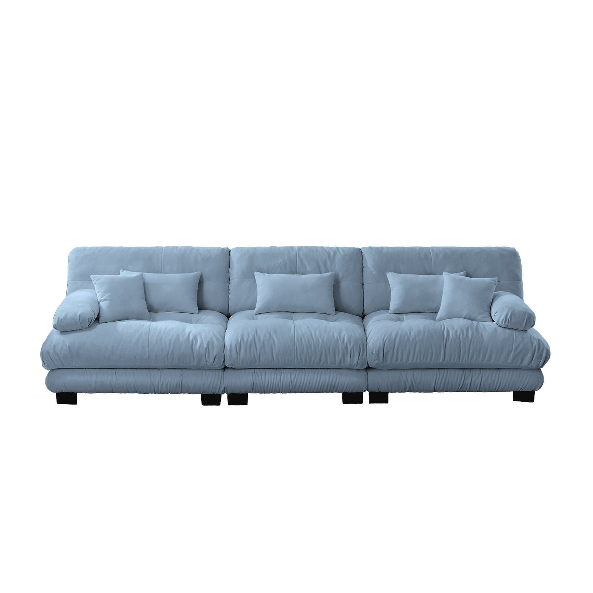 3-Seater Sectional Sofa Modular Deep Seat Sofa Couch, Chenille Sofa Soft Comfy Upholstered Furniture, Studio, Chenille Blue
