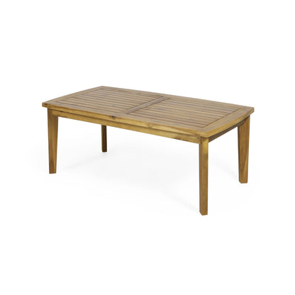 2 - Person Outdoor Acacia Wood Patio Seating Group with Cushions and Coffee Table for Porch, Garden, Backyard, Balcony, Teak Finish, White