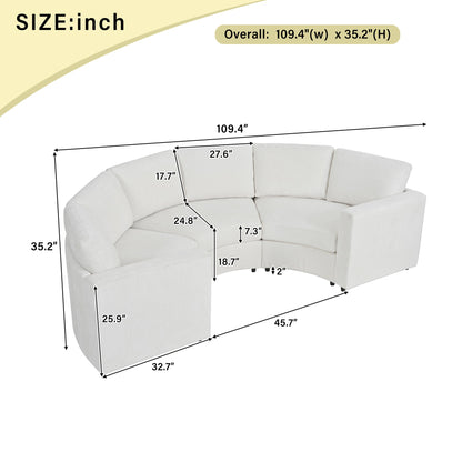 109.4'' Curved Modular Sectional Sofa, 3 Seat Semi Circular Chenille Couch with Deep Seating, Modern Round Sofa with Soft Upholstery, Contemporary Conversation Sofa for Living Room & Apartment