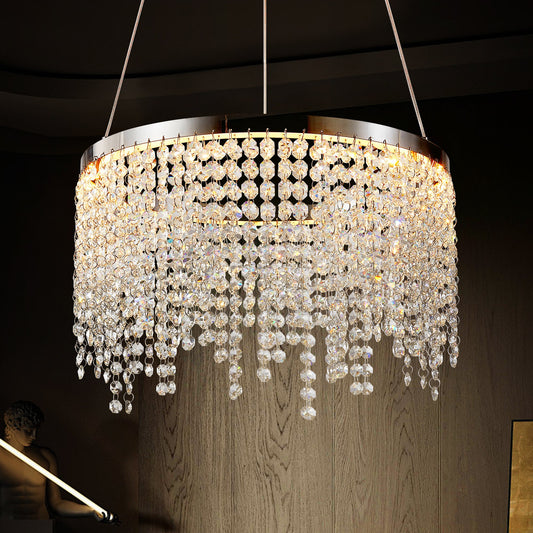 16-inch Luxury Crystal LED Chandelier - Adjustable Height and Color Temperature - Modern Chandelier