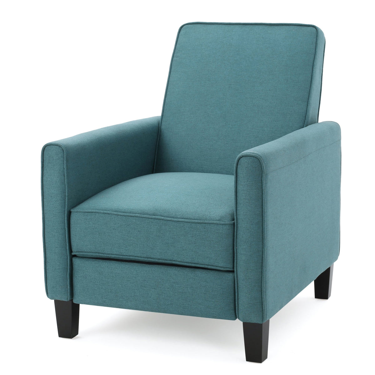 27.5" Push Back Recliner Chair Upholstered Recliner Armchair with Solid Rubber Wood Legs for Living Room and Bedroom(Old SKU:52422.00FDTE), DARK TEAL