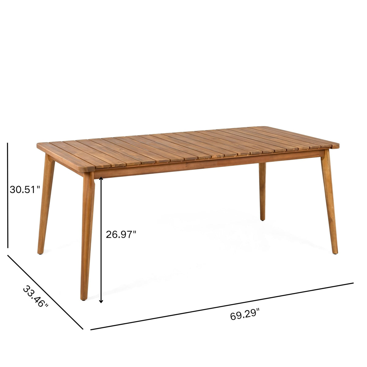 Acacia Wood Dining Table 8-Person Outdoor Table, Farmhouse Furniture for Patio, Garden, Backyard, Teak 180 LBS Weight Capacity 69"L