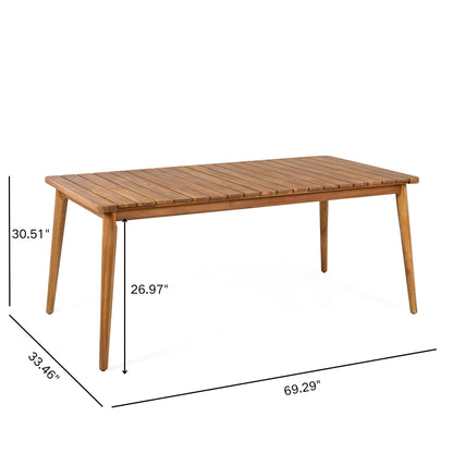 Acacia Wood Dining Table 8-Person Outdoor Table, Farmhouse Furniture for Patio, Garden, Backyard, Teak 180 LBS Weight Capacity 69"L