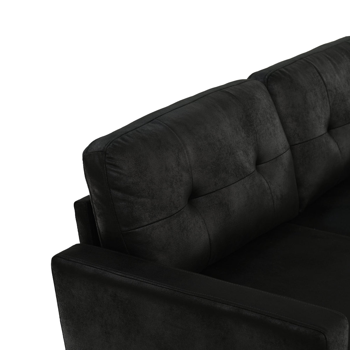 65-inch t Two-Seater Sofa in with Breathable Foil Fabric and Solid Wood Legs – Black