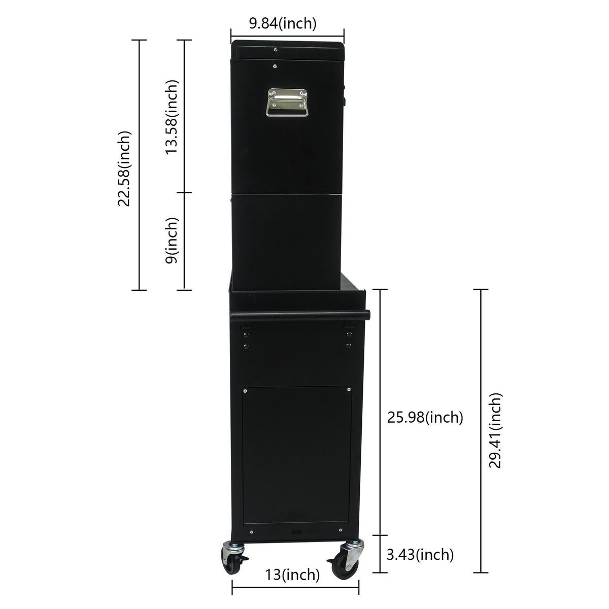 6-Drawer Lockable Tool Cabinet on Wheels - Black Steel Rolling Tool Chest with Detachable Toolbox - 2-in-1 Garage Workshop Storage