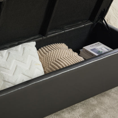 60.2'' Wide Chenille Upholstered Storage End of Bed Bench, Tufted Flip-Top Accent Window Bench Footrest Stool Ottoman with Legs for Living Room, Bedroom, Entryway, Dining Room, Dorm, Corner, Gray