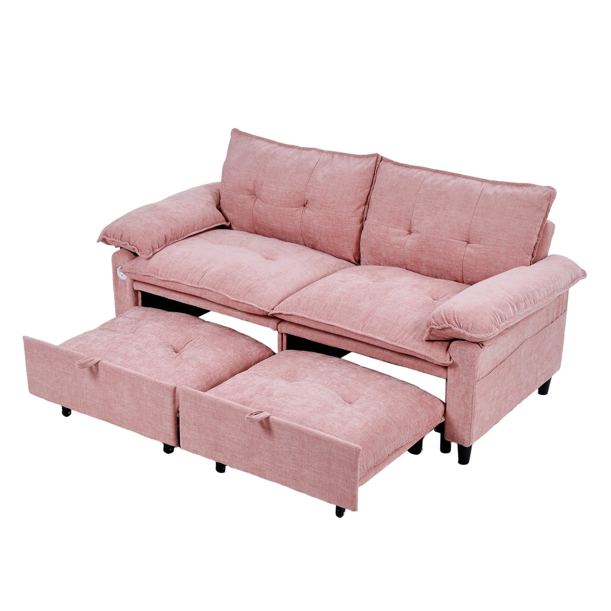 73 inch Pink Velvet Pull Out Sofa Bed Convertible Sleeper Couch with Pullout Mattress