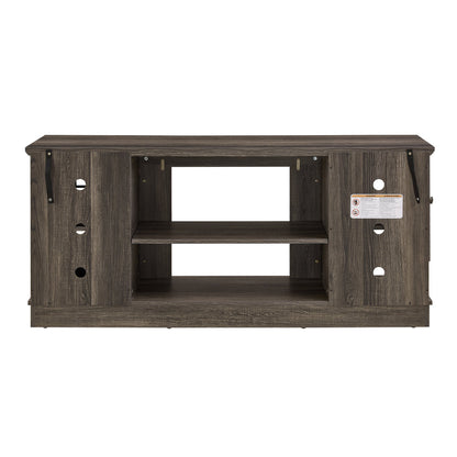 58" Modern TV Stand with 2-Door Storage, Faux Stone Media Console Cabinet, Grey Large Entertainment Center