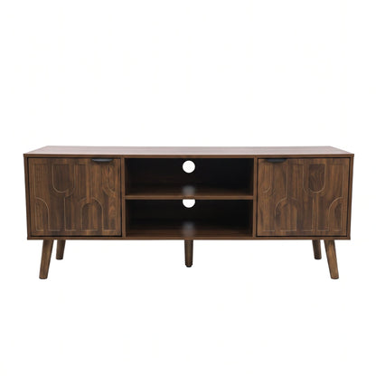 47.2-inch walnut TV stand, mid-century modern style TV stand for 32/45 inch TV, entertainment center with storage  with paper clip design, media console for living room and bedroom.