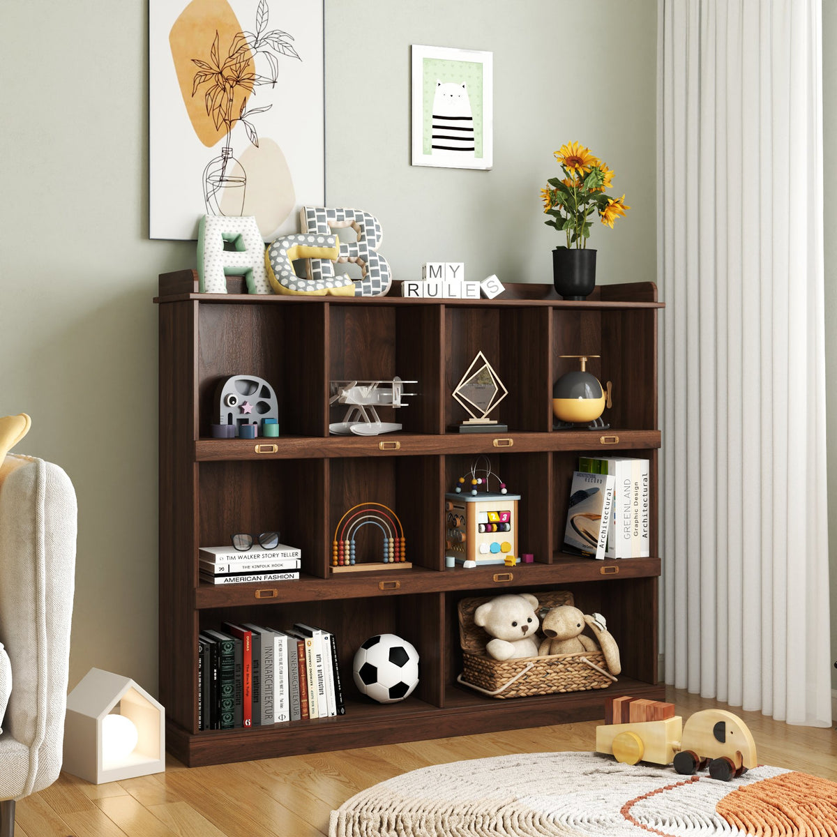 10-shelf Bookcase, Walnut