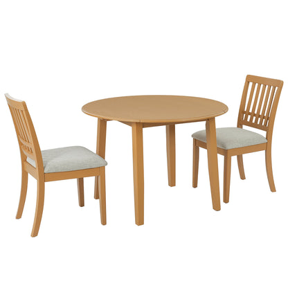 3-Piece Round Dining Table Set for 2 People, 1 Folding Wood Dining Table + 2 Upholstered Chairs – Model N752S000618A