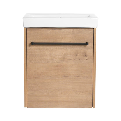 18'' Floating Wall-Mounted Bathroom Vanity with Ceramic Sink & Soft-Close Cabinet Door, For Small Bathroom