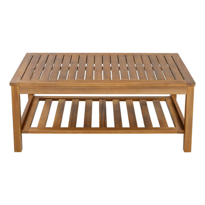 3-Seater Patio Set Outdoor Sofa & Coffee Table Set 2 Piece Outdoor Conversation Patio Furniture Set with Cushions and a Coffee Table for Garden, Backyard, Balcony, Poolside,Grey Cushion +Natural Wood
