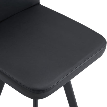 7-Piece Rectangular Dining Table Set, Fixed Two-Tone Wood Grain & Black Triamine Tabletop with 6 Black PU Leather Chairs