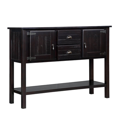 48'' Solid Wood Sideboard Console Table with 2 Drawers and Cabinets and Bottom Shelf