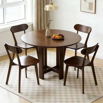 100% Natural Solid Wood Dining Chairs Set of 2, Mid Century Modern Dining Chairs with Curved Backrest
