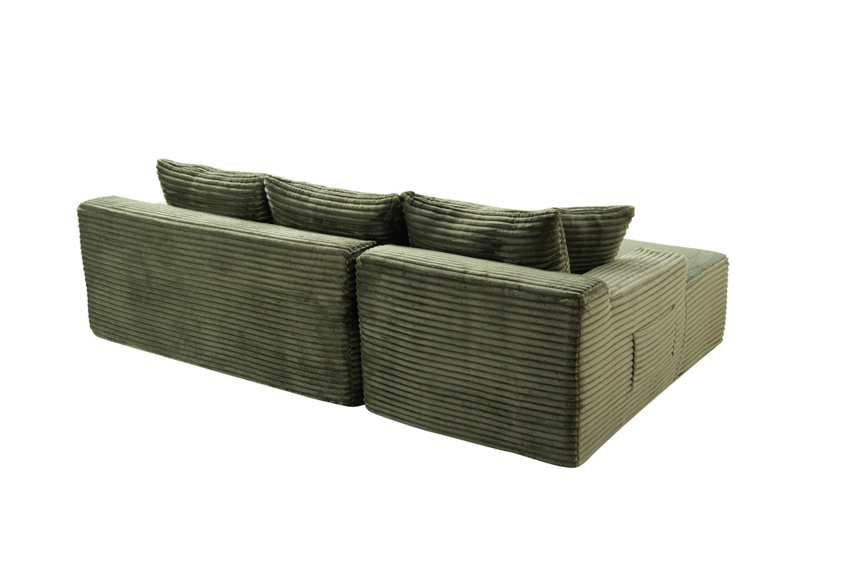 94.5" Cloud Modular Sectional Sofa Couch with L-Shape Chaise, Modern Minimalist Upholstered Couches, Deep Seat Corner Couch – Green
